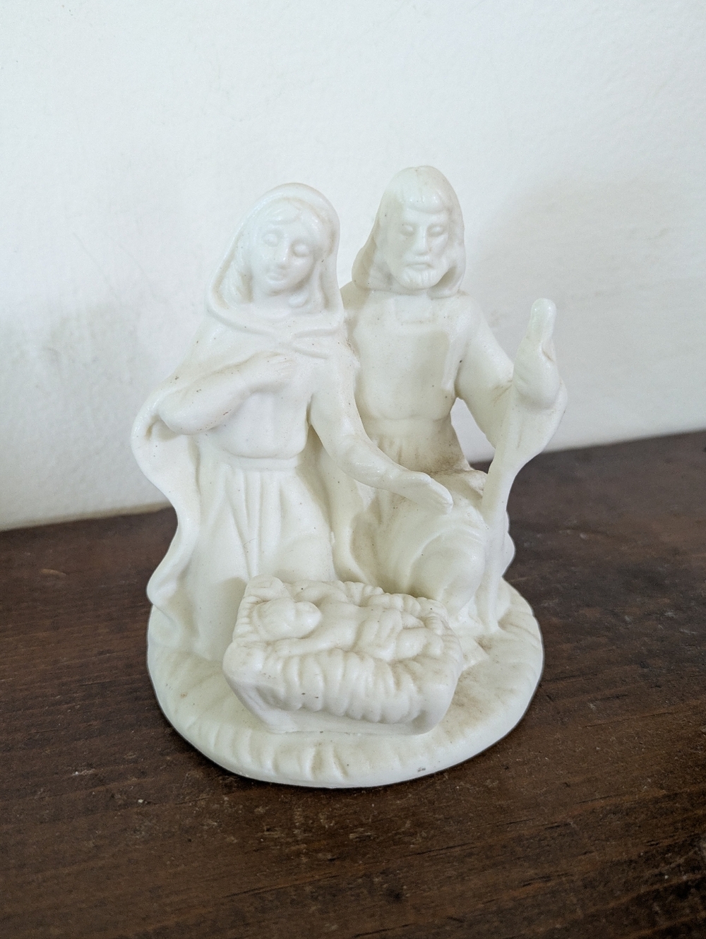 Vintage White Porcelain Nativity Figurine - Holy Family Mary Joseph Baby Jesus